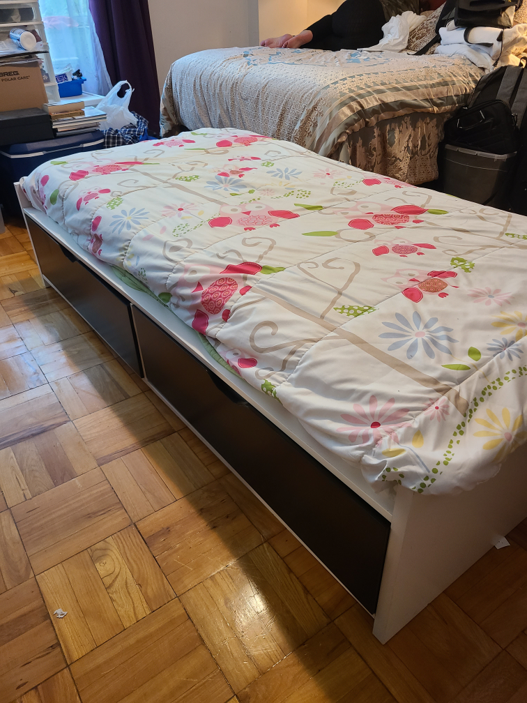 IKEA BRIMNES twin bed with storage and matress - photo 4