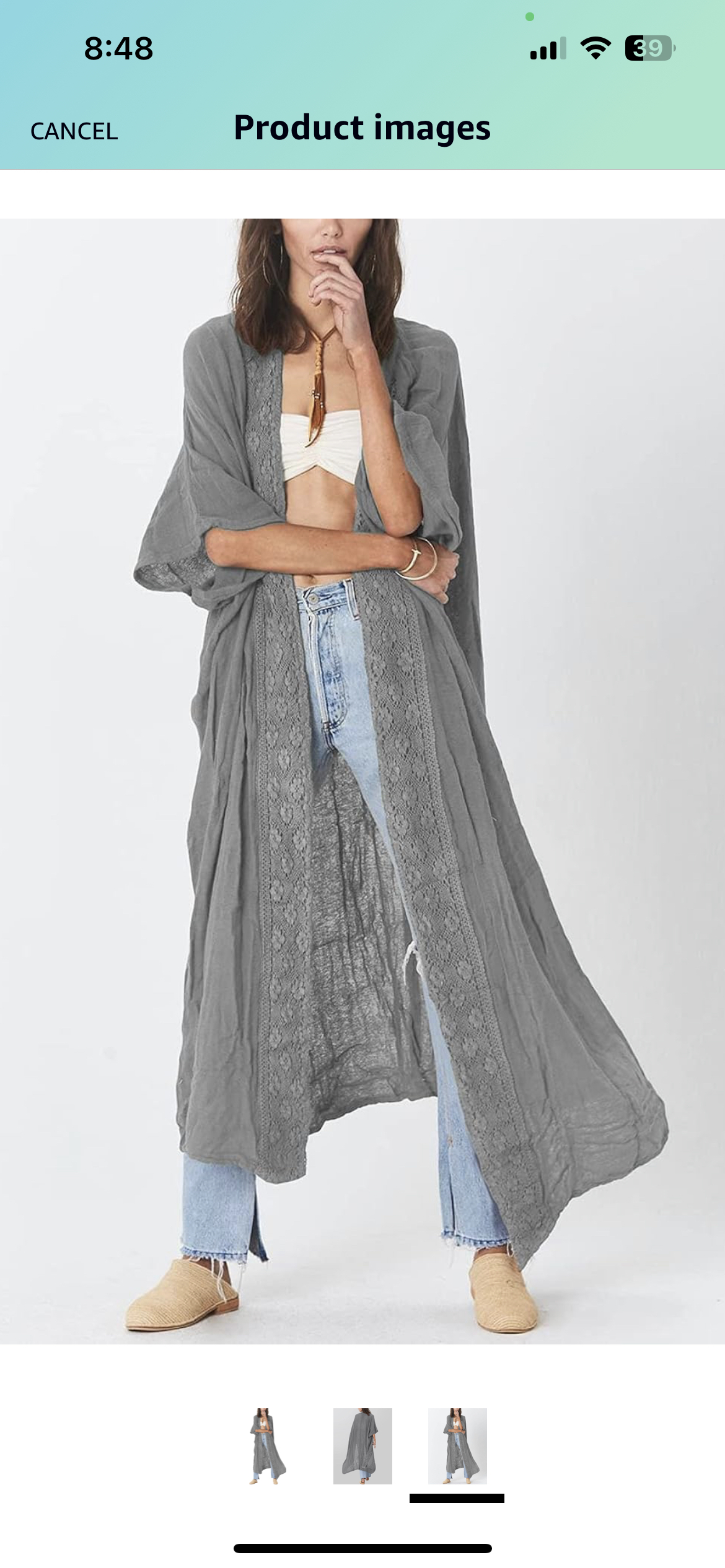 Gray embroidered cardigan thumbnail