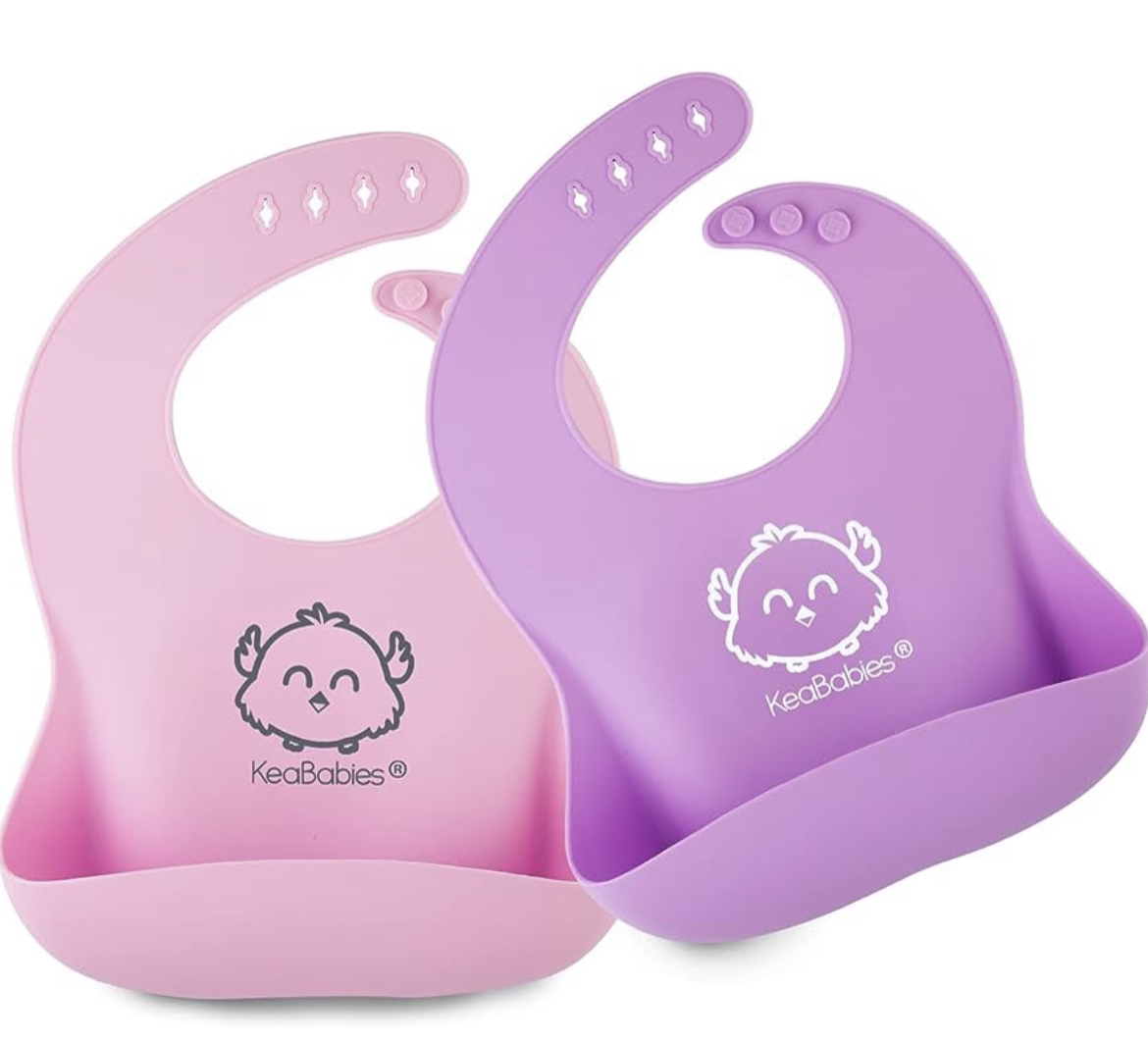 2 pack Baby Silicone Bibs (pink / purple) - photo 3