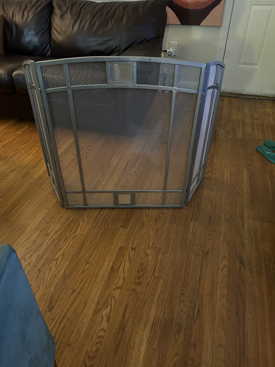 Contemporary Silver Mesh, 3 panel fireplace screen