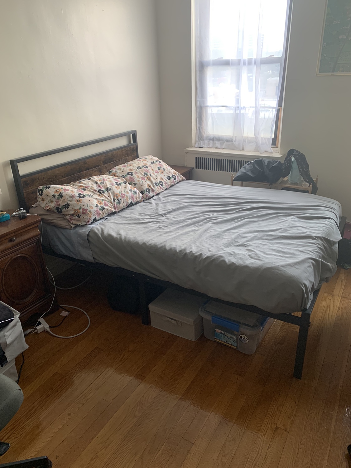 Metal bed frame with mattress