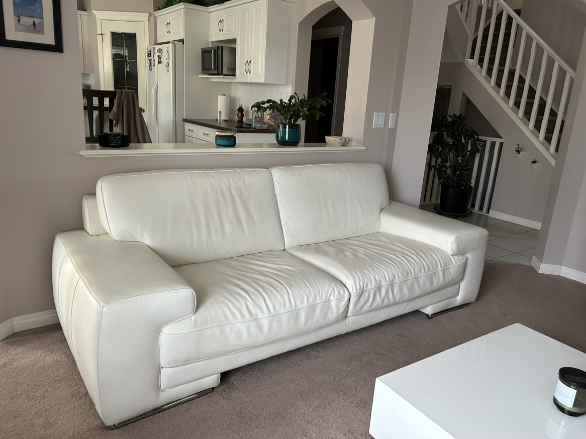 White genuine leather sofa - photo 2