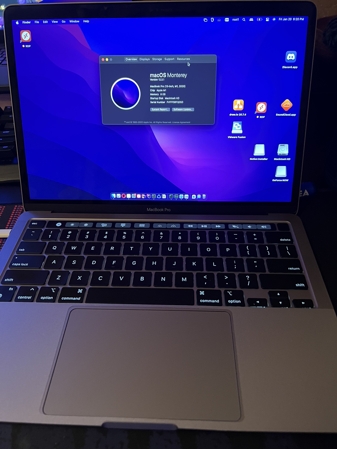 Macbook Pro 2020 M1 8GB 13"