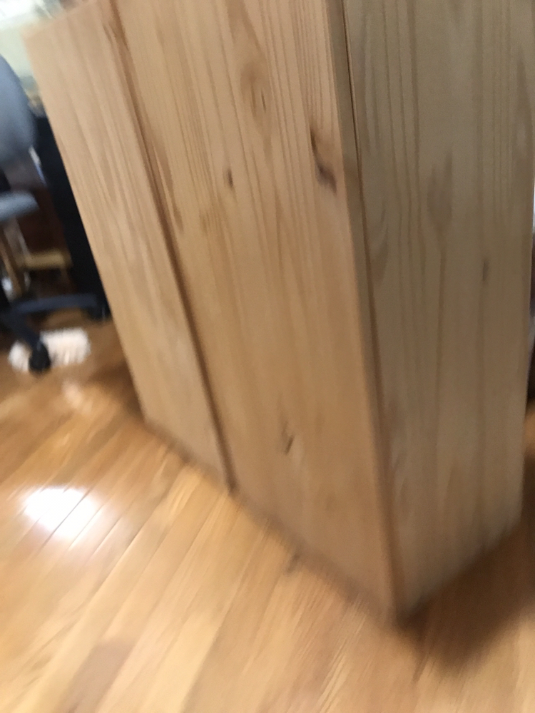 SOLD Pine solid wood shelf cabinet with doors. Unfinished wood