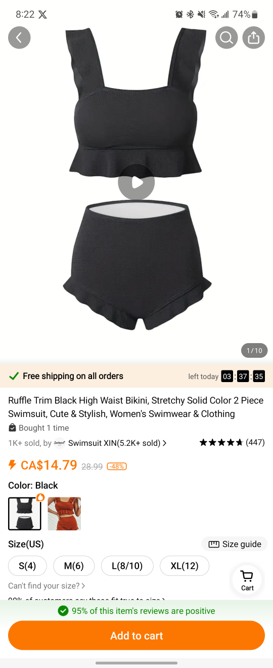 never used high waist bikini set