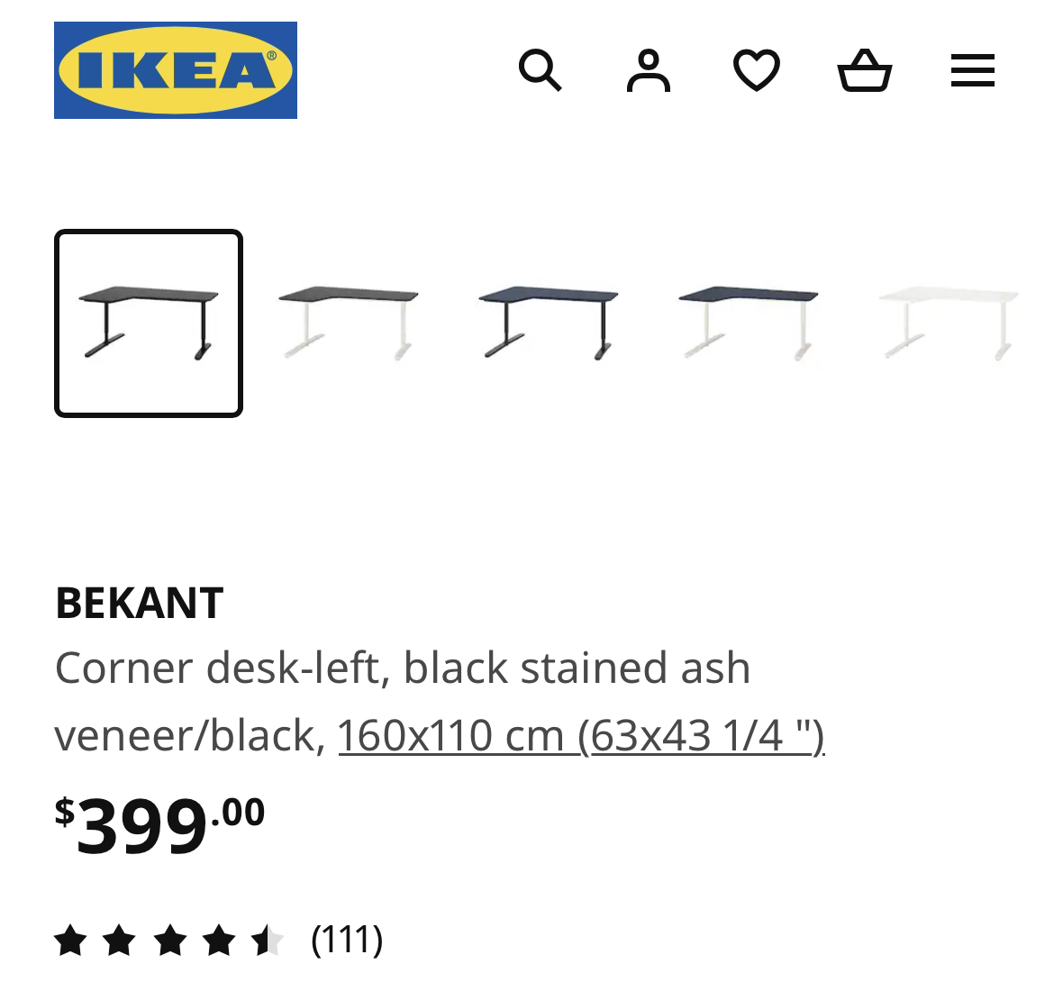 Ikea Work Corner desk-left, black stained ash veneer/black🥕🥕 image indicator(4)