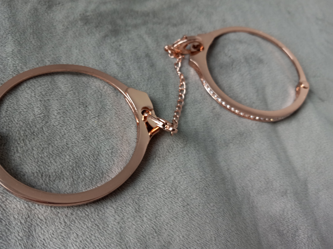 Gold Handcuffs with Diamonds