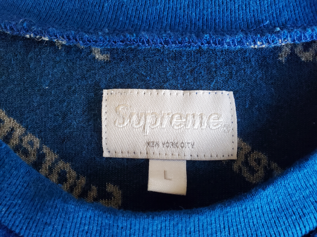 Supreme Velour Diagonal Long Sleeve Blue Size Large image indicator(2)