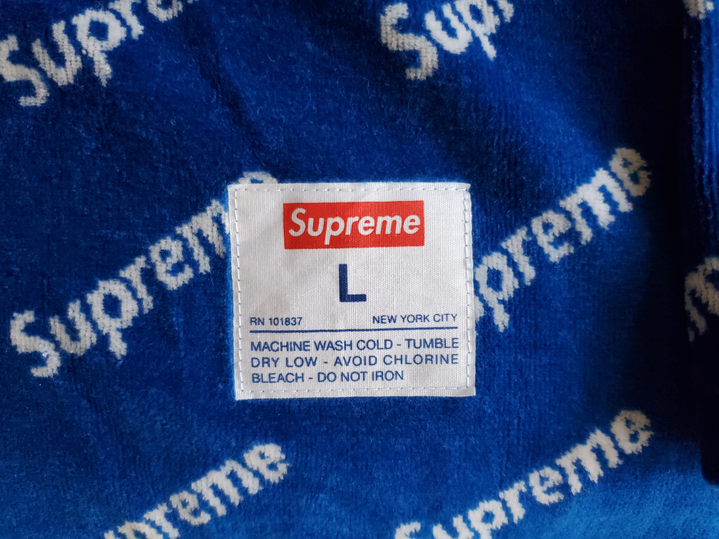 Supreme Velour Diagonal Long Sleeve Blue Size Large image indicator(3)