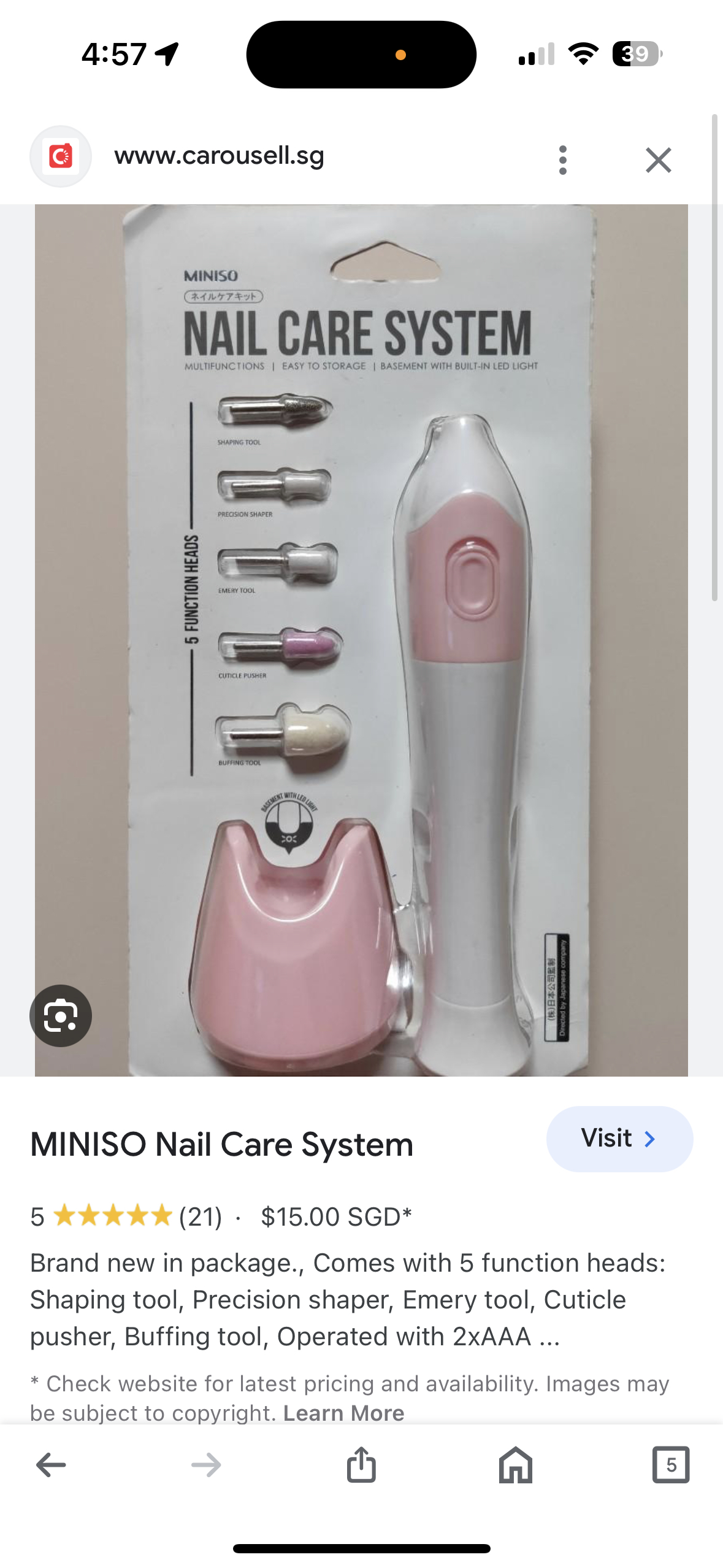 Miniso Nail Filing Machine with UV led light (Battery-operated) thumbnail