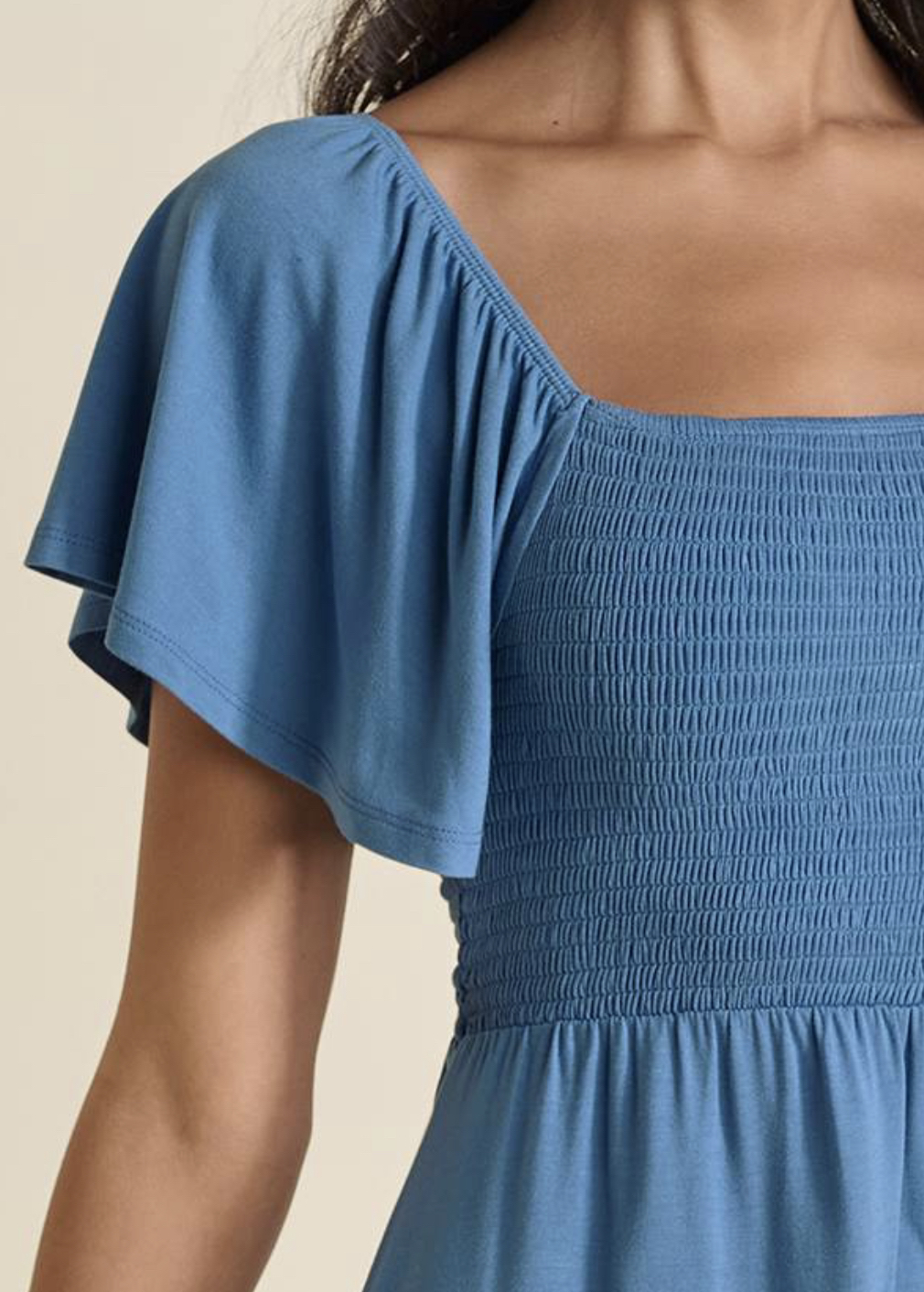 Venus Womens Back Cutout Smocked Dress, Sz S, Light Blue image indicator(4)