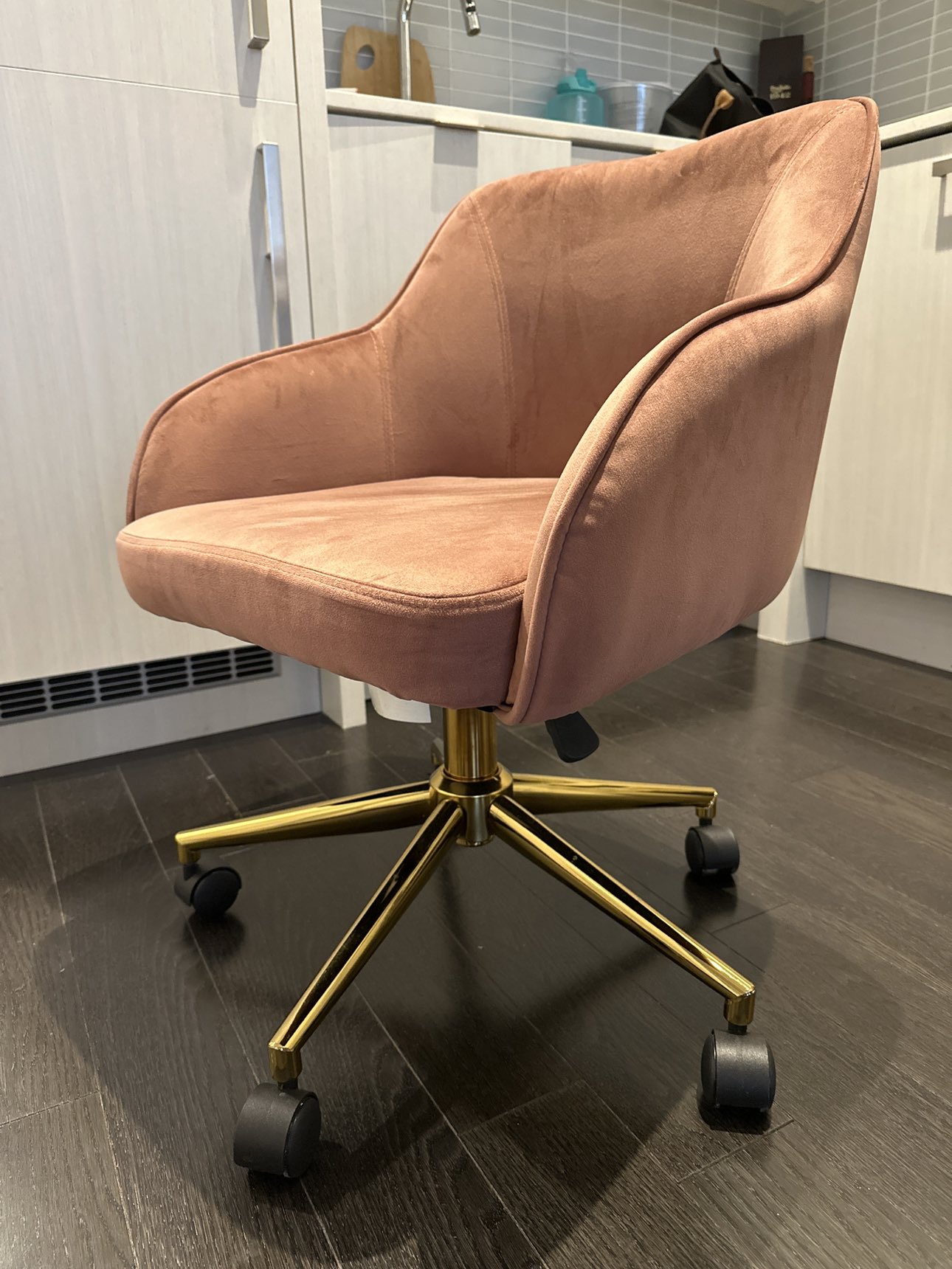 Pink Velvet Office Chair