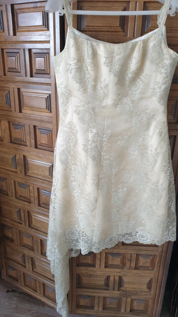 Pronuptia Paris Couture Antique Gold Lace & Silk "Wedding"  Gown image indicator(7)