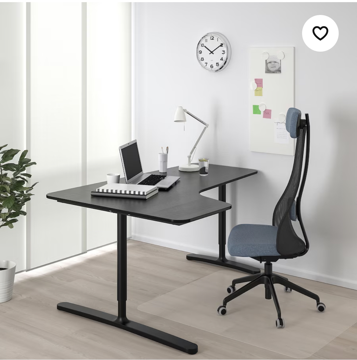 Ikea Work Corner desk-left, black stained ash veneer/black🥕🥕 image indicator(6)