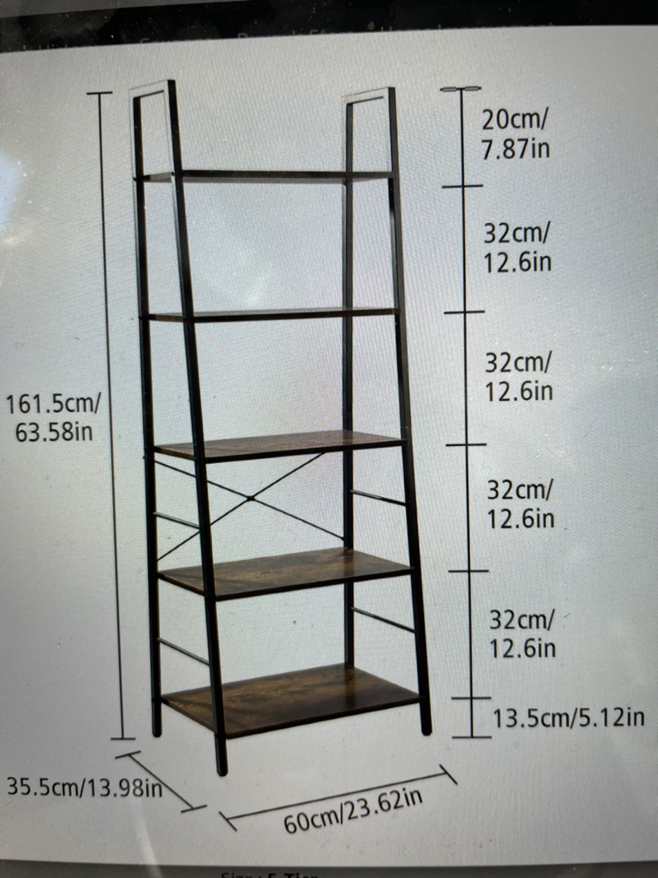 Bookshelf - rustic brown 5-tier - photo 2