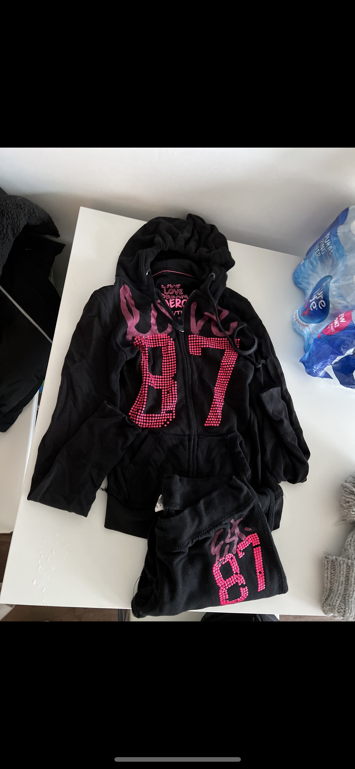 Hoodie and sweatpants set Aeropostale black with pink 🦃 image indicator(2)