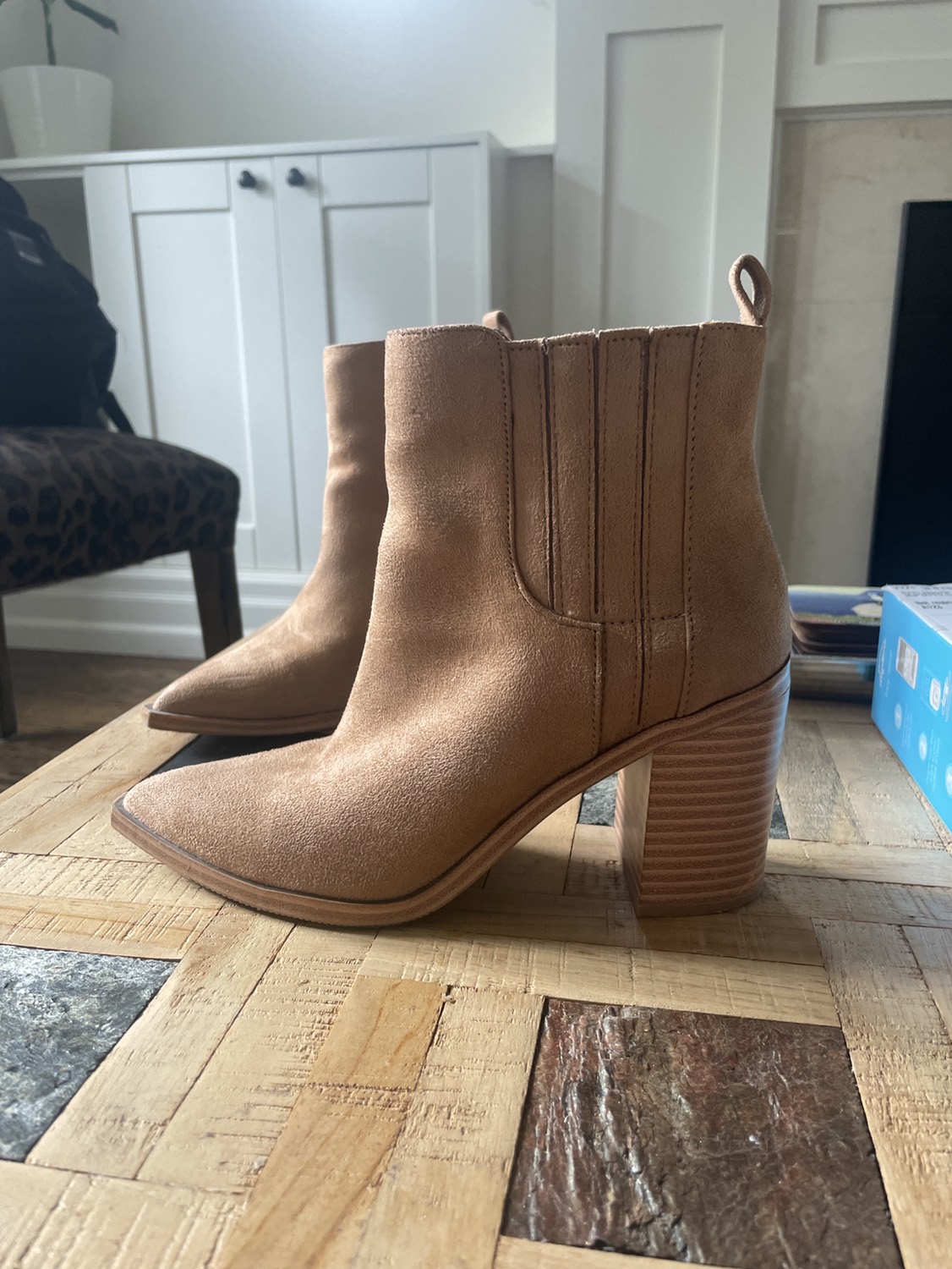 Faux Suede Tan Booties thumbnail