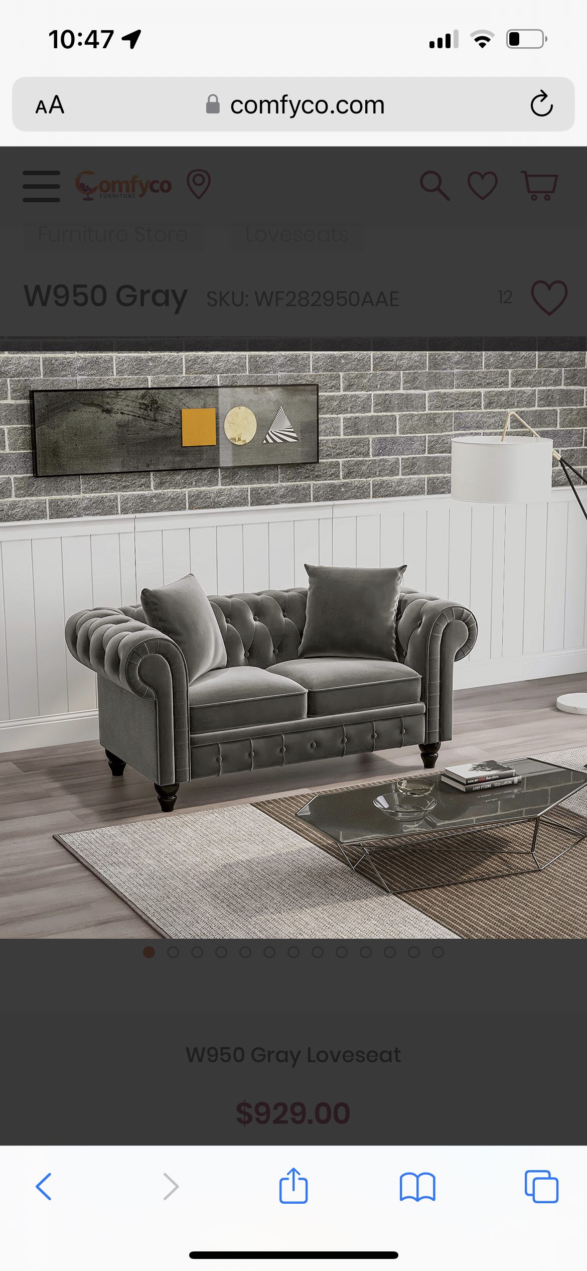 Selling New La Spezia W950 Grey Loveseat