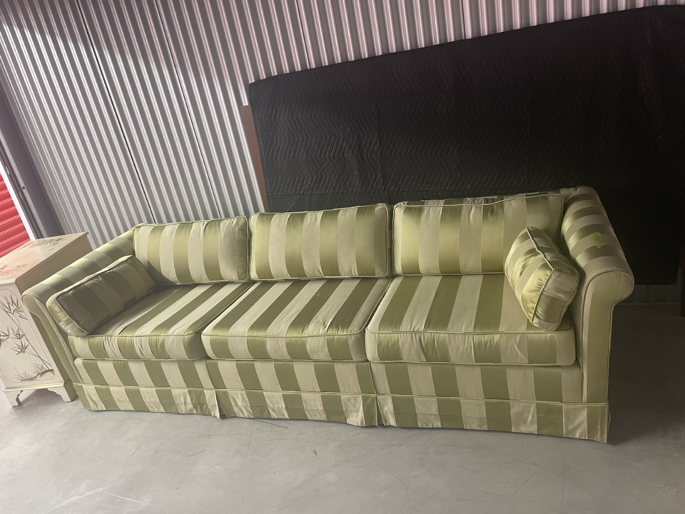 Oilve green striped couch
