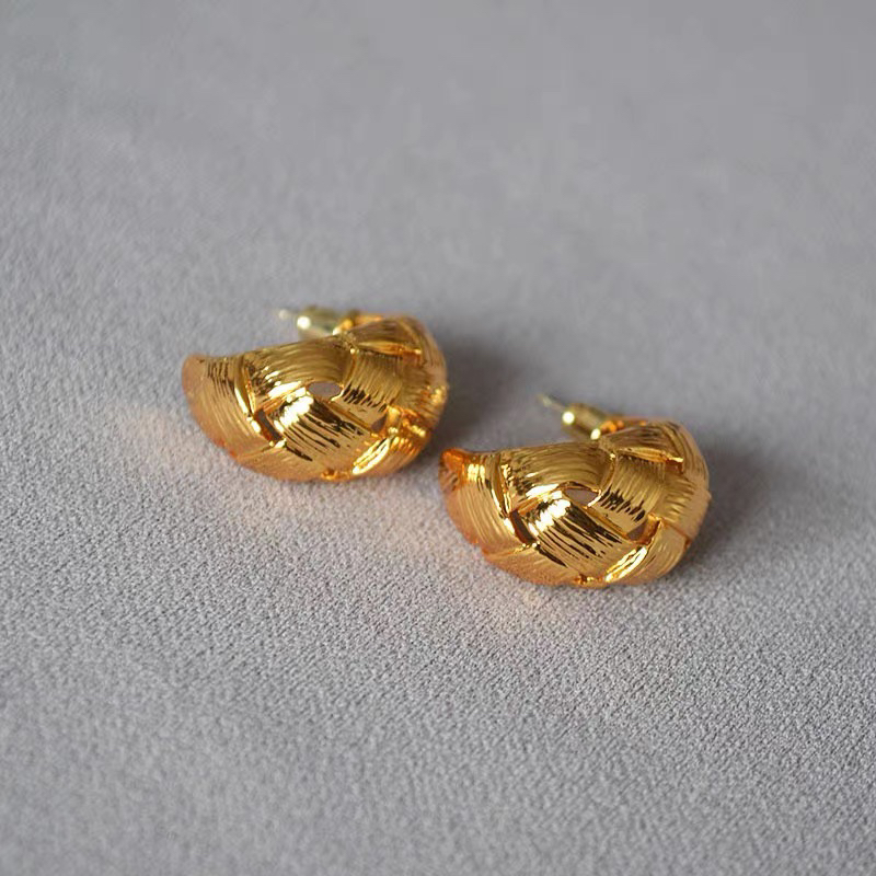 18K Gold plated /925 silver croissants hoop earrings image indicator(3)