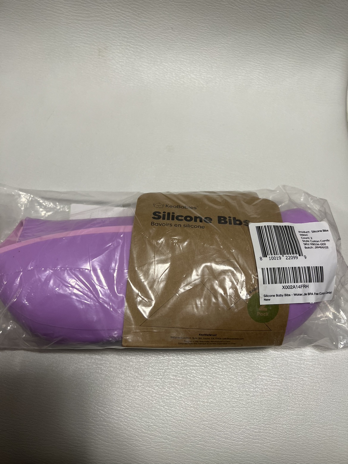 2 pack Baby Silicone Bibs (pink / purple)
