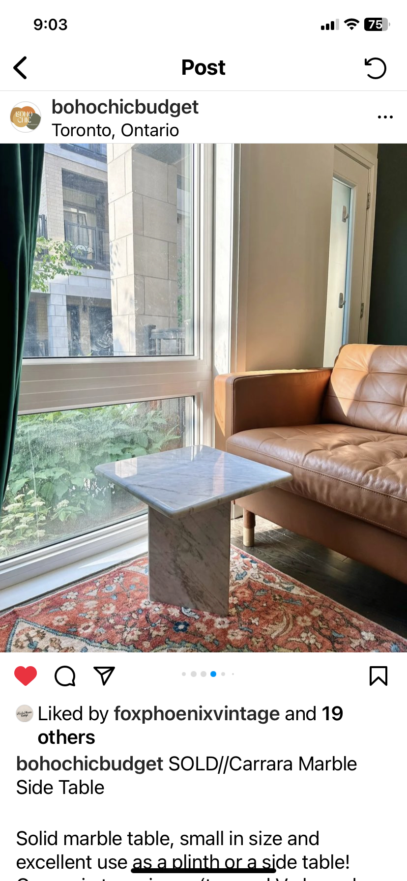 (2) vintage carrara marble side tables image indicator(4)