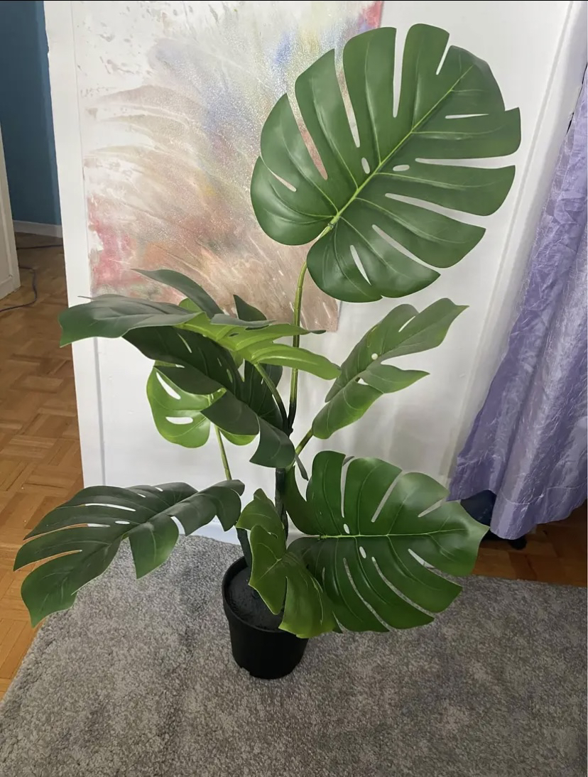 Artificial potted plant, indoor/outdoor monstera, 19 cm (7 ½ ")