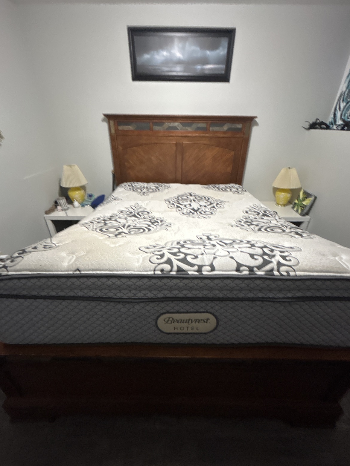 Queen Bed frame, mattress and box spring