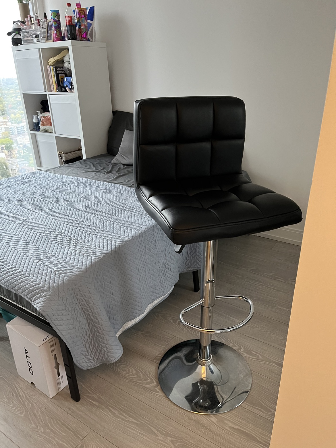 Leather bar stool, brand new
