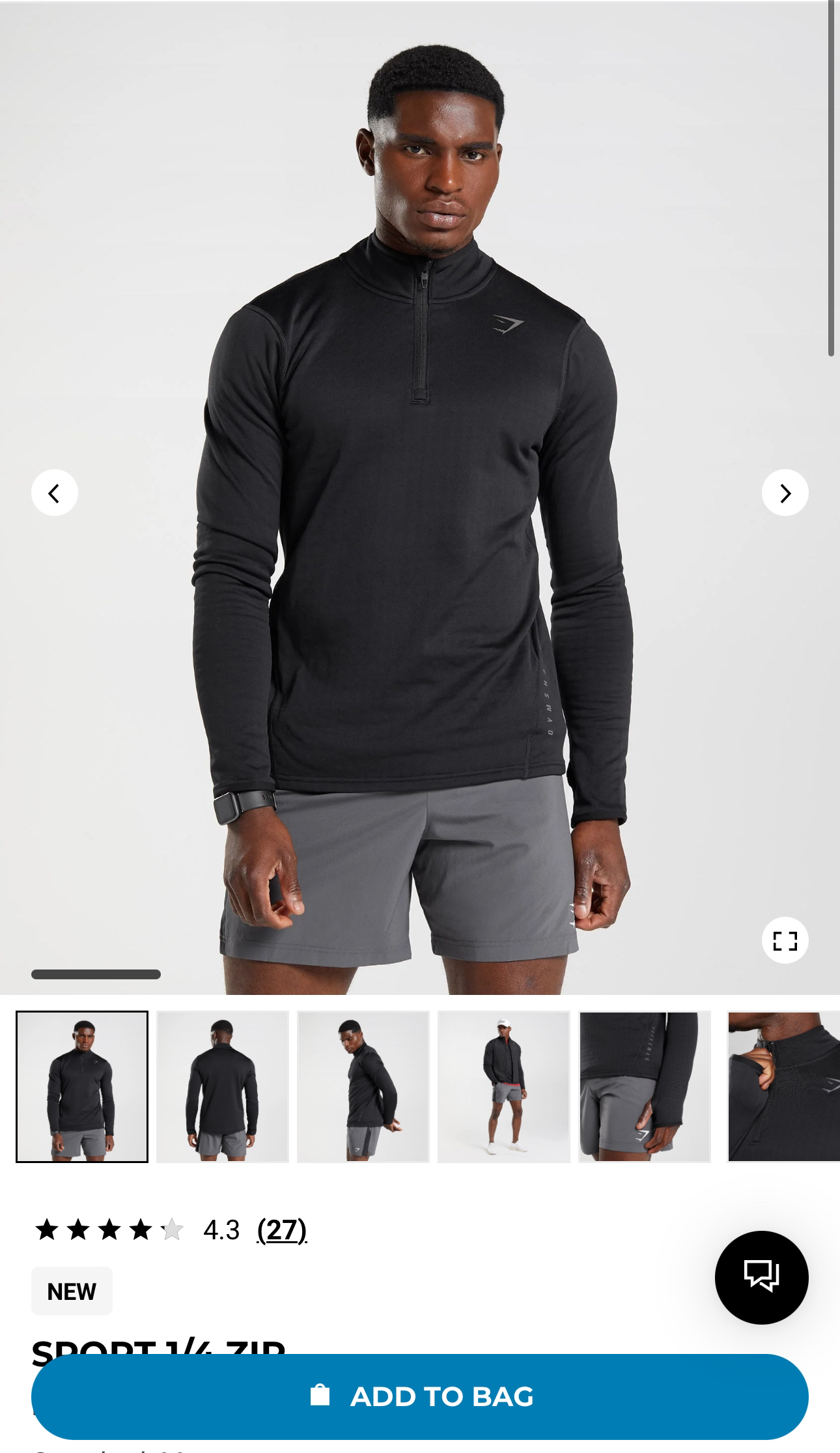 Gymshark Sport 1/4 zip (medium)