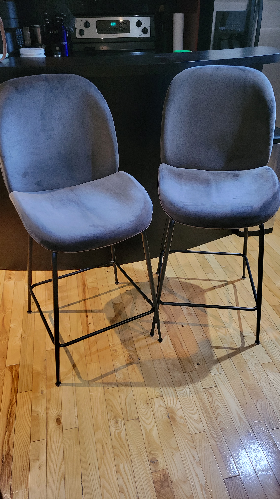 2 velvet cushioned counter stools thumbnail