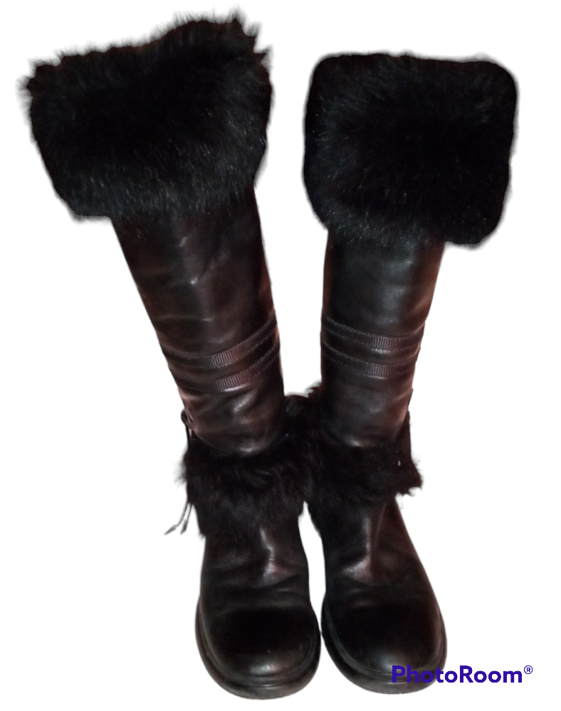 Prada Women's Leather and Shearling Tall Boots thumbnail