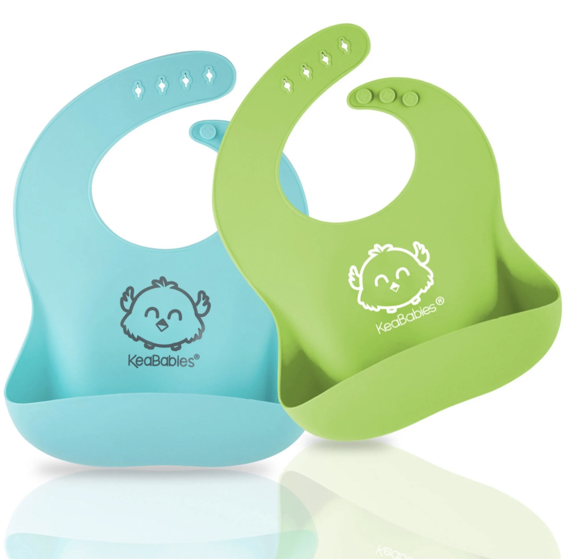2 pack Baby Silicone Bibs (blue / green) - photo 3