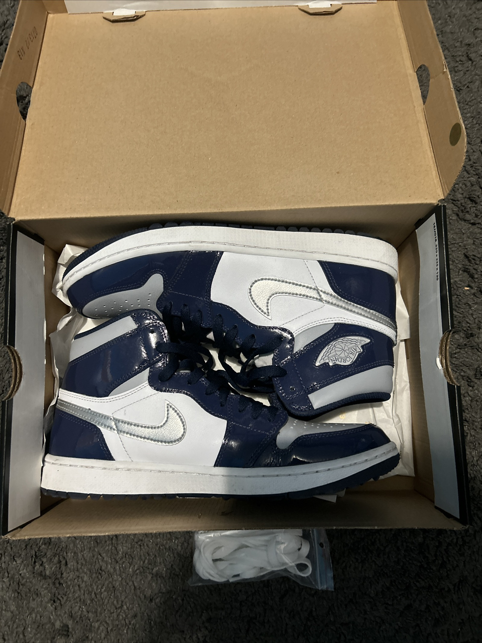 Jordan 1 retro high golf patent midnight navy thumbnail