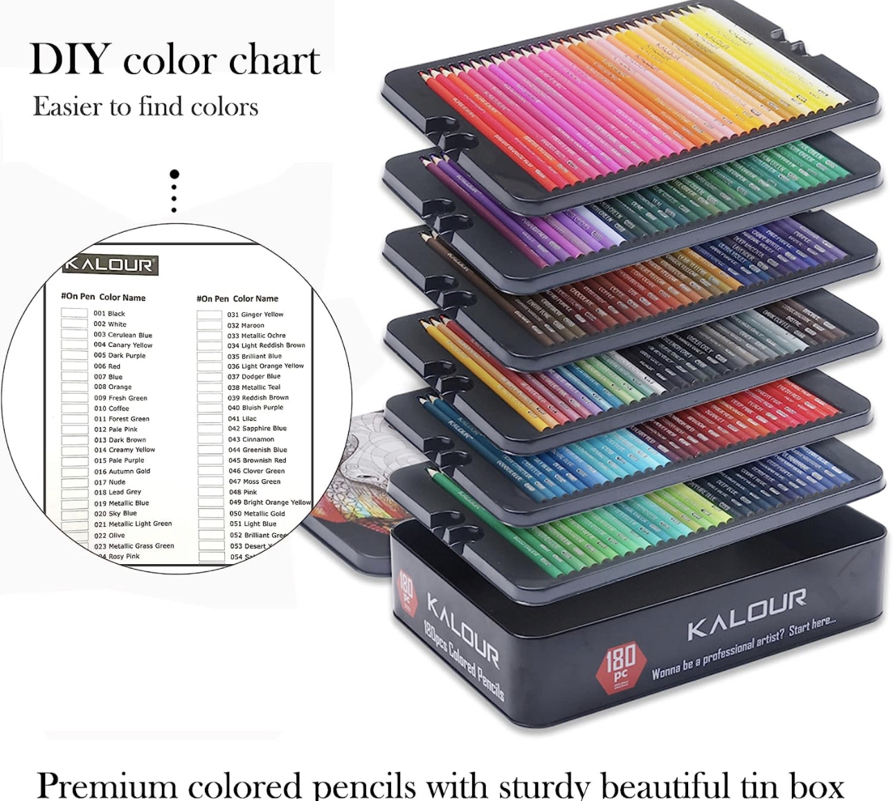 180 Colored Pencil Set for Adults Artists kids Rich Pigment image indicator(6)