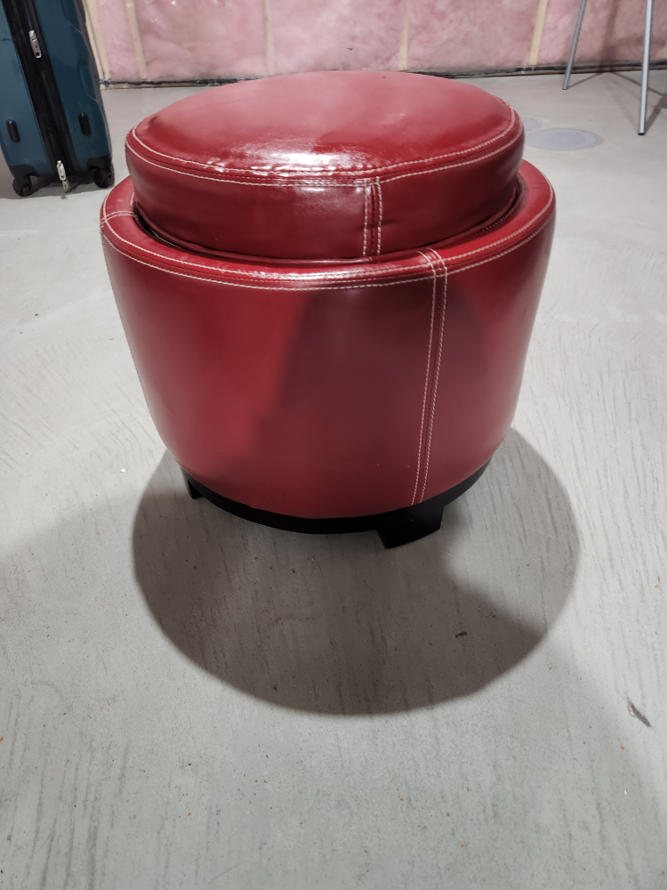 Red Leather Stool/Table - photo 2