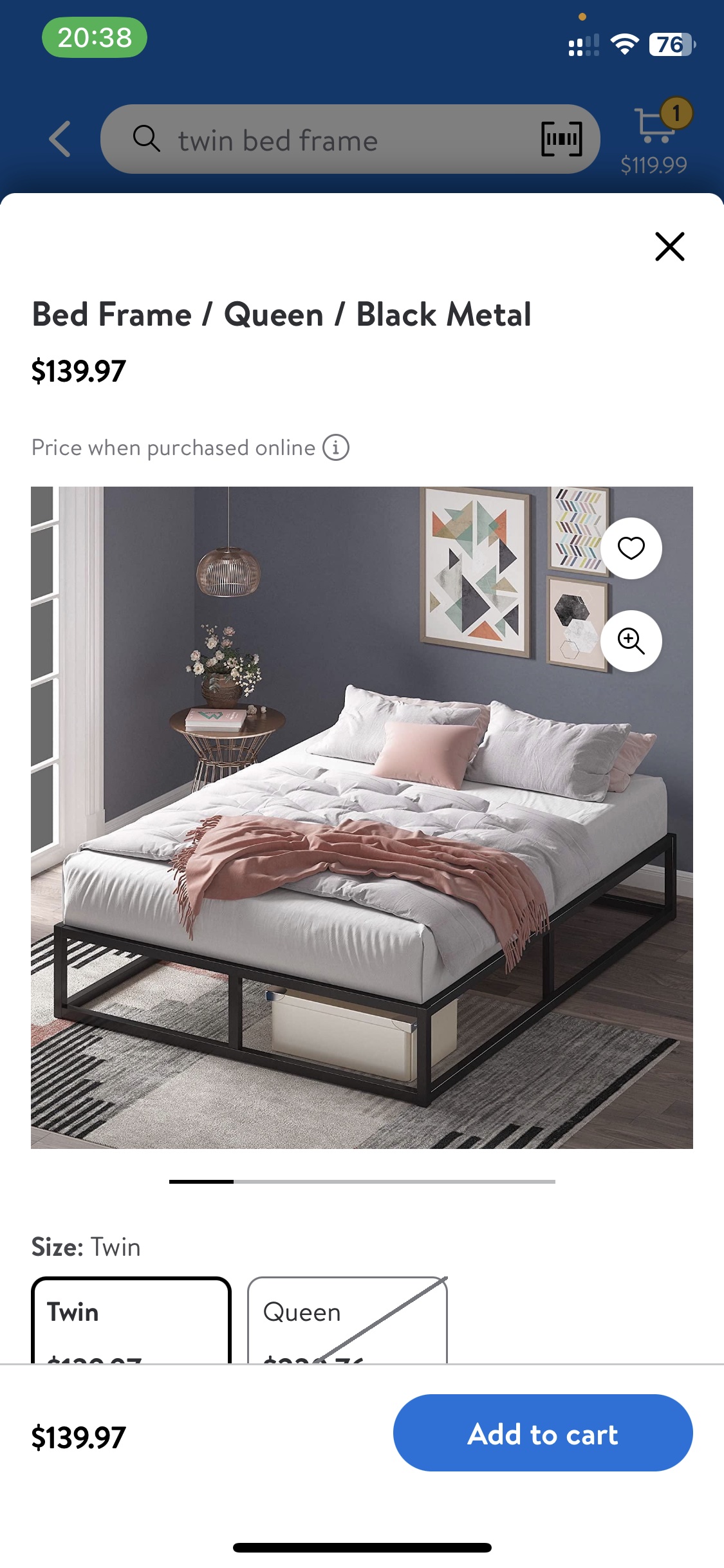 Twin bed frame