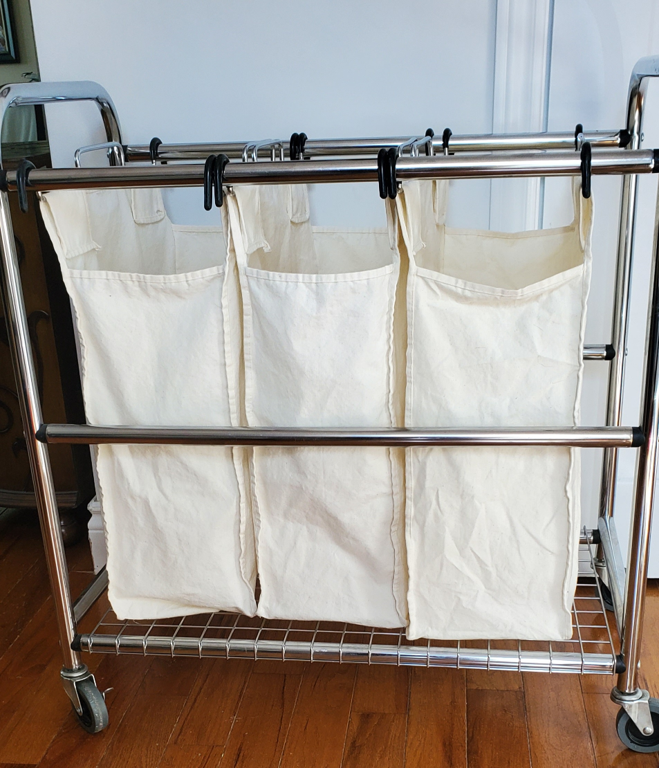 Large 3 Section Wheeled  Laundry Hamper