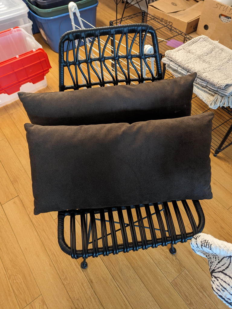 2 brown corduroy cushions