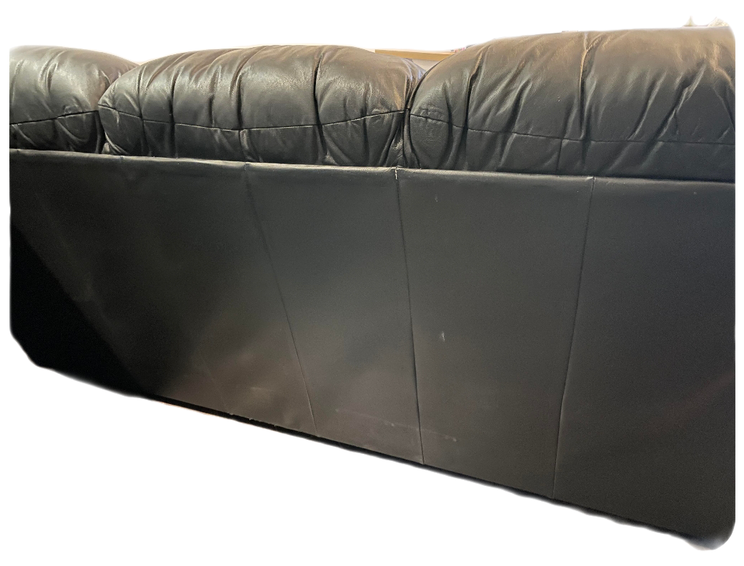 FREE DELIVERY Black leather 3 seater sofa / couch image indicator(3)