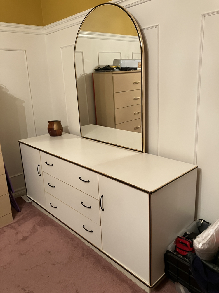 White dresser with matching mirror