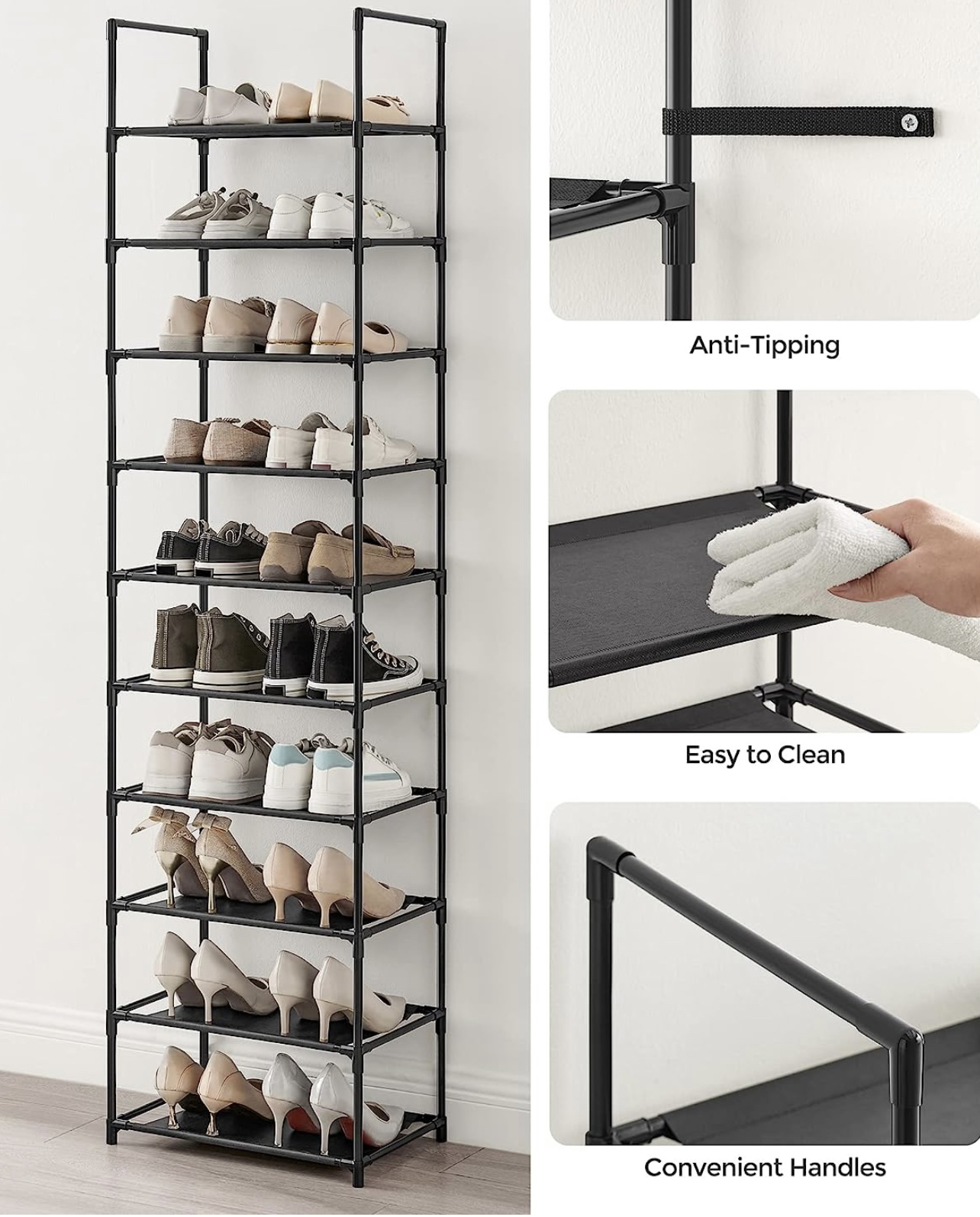 SONGMICS Shoe Rack, 10-Tier Shoe Shelf - photo 4