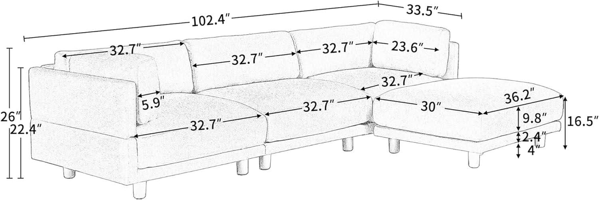Sofa with Ottoman - Beige - photo 5