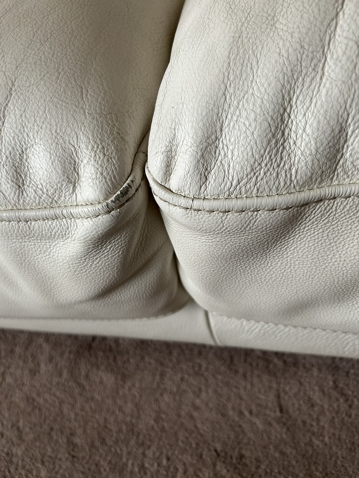 White genuine leather sofa - photo 4