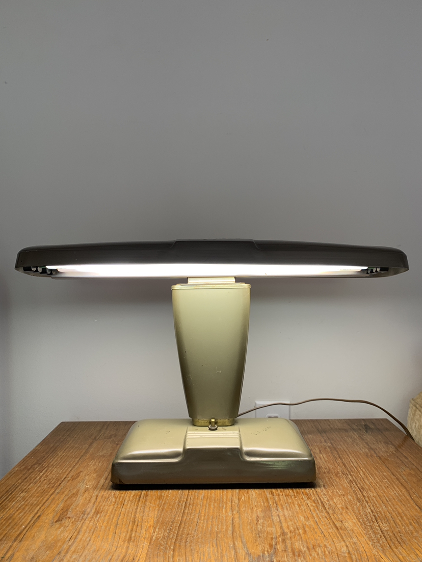 Art Deco Aluminum Banker Lamp