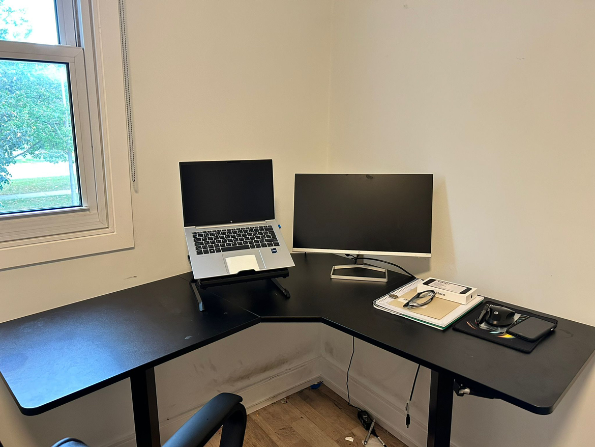 L shape office manual adjustable table - photo 4