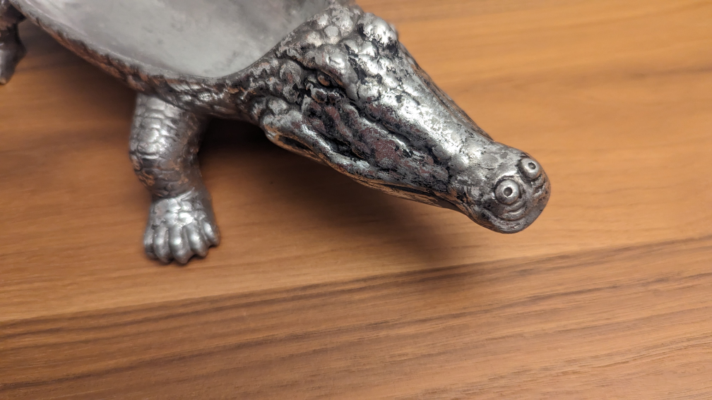 beautiful home decor item, silver brushed alligator thumbnail