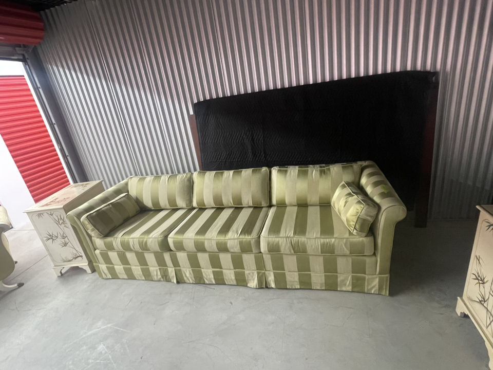 Oilve green striped couch - photo 2