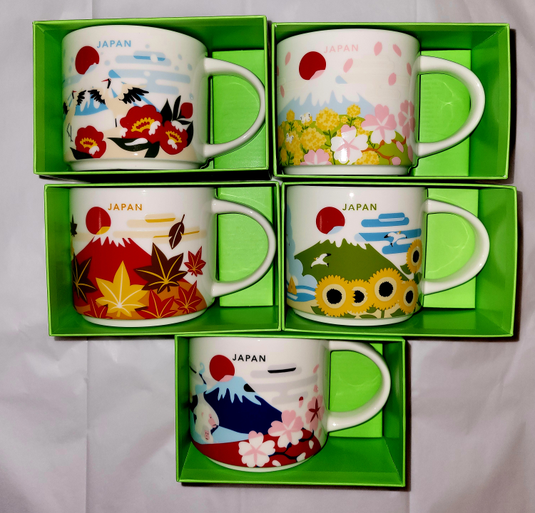 Lot of 5 Starbucks YAH Japan mugs