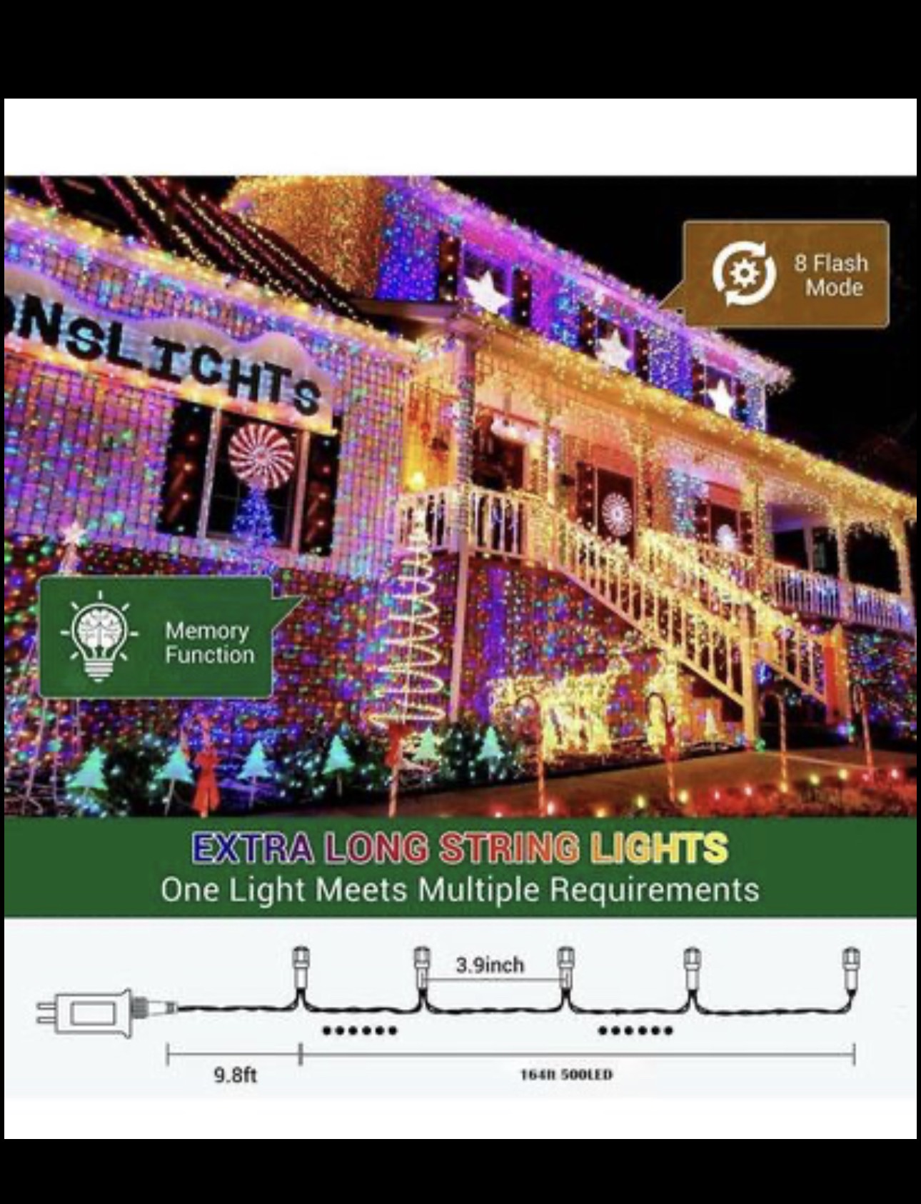 Christmas Lights String Lights 164FT 500LED with 8 Modes image indicator(2)